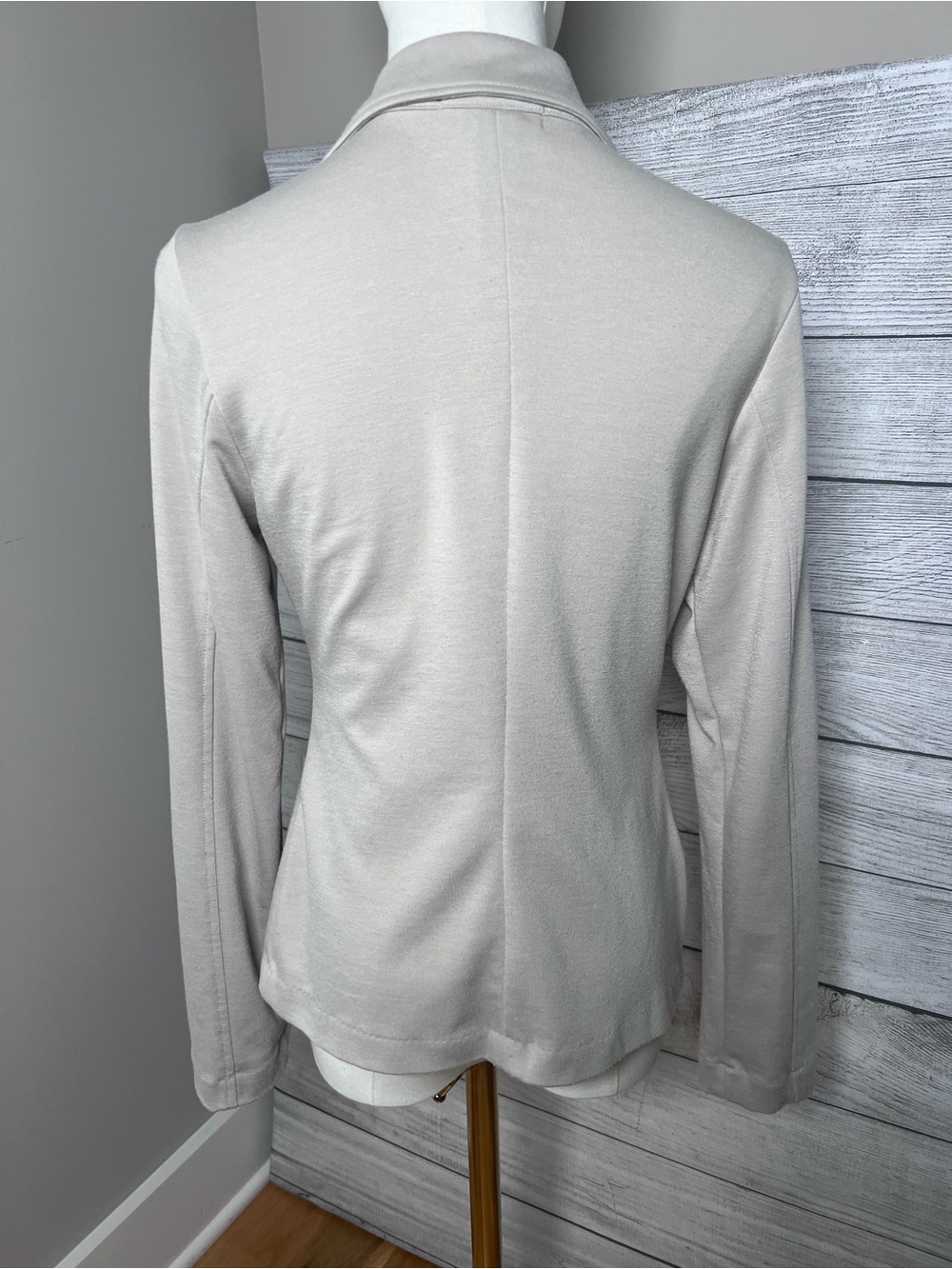 Body Central Double Breasted Knit Moto Blazer Jacket Beige Stretch Career Small - Picture 4 of 9
